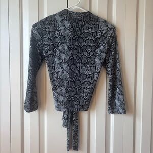 Guess Los Angeles Black and Gray Snake Print Blouse